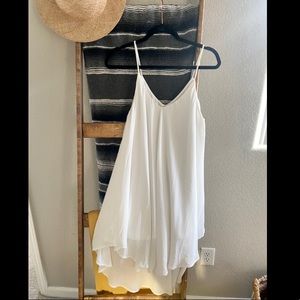White spaghetti strap chiffon dress XL